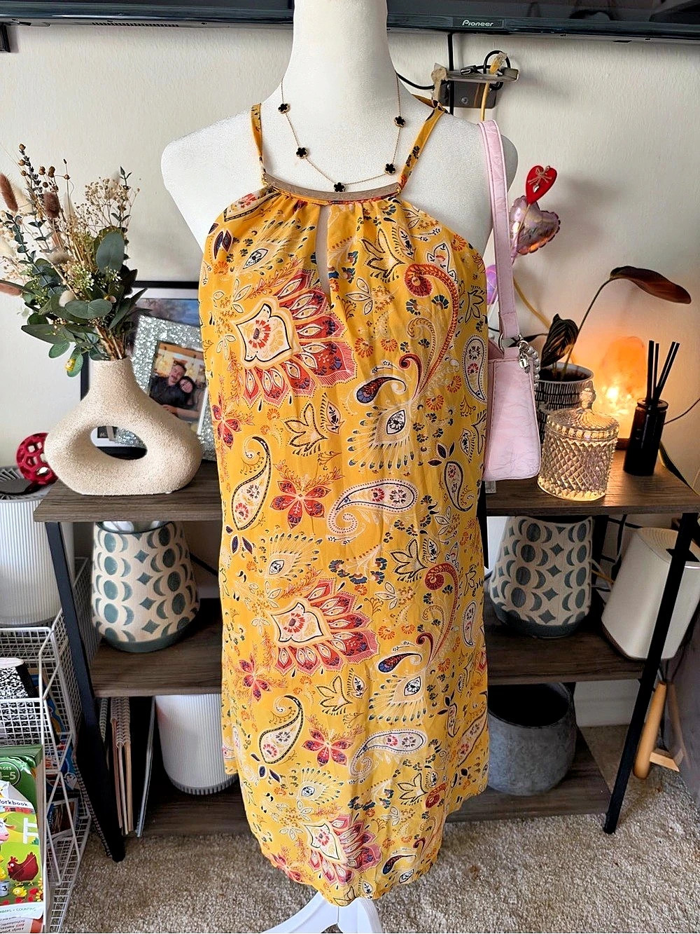 AUW Paisley Midi Dress in Yellow Size 6 NWT